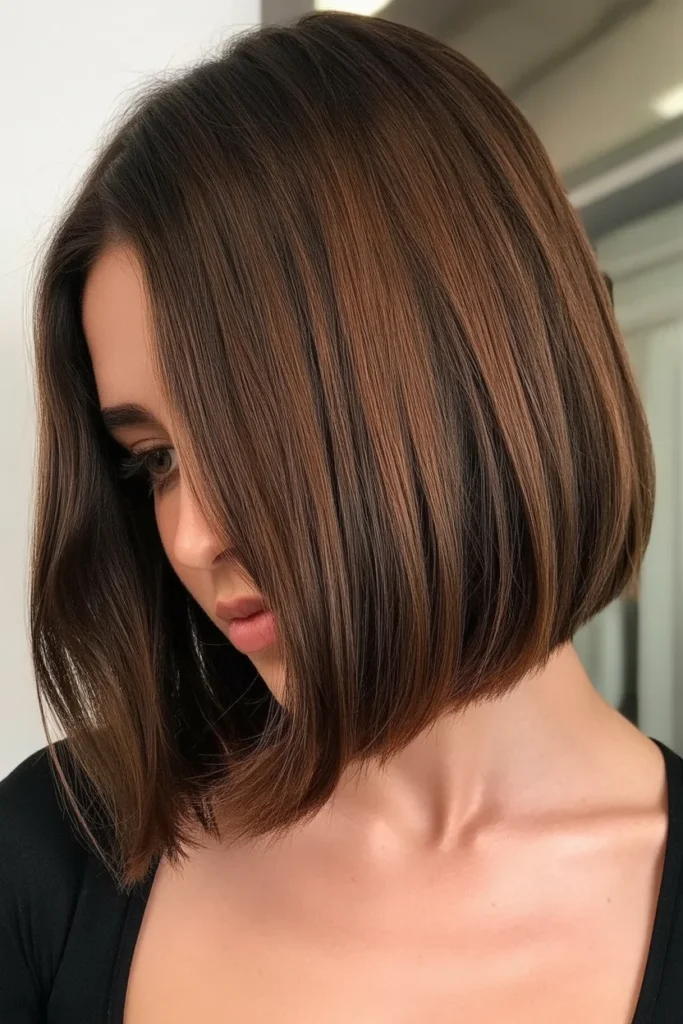 Rich Chocolate Brown Blunt Bob