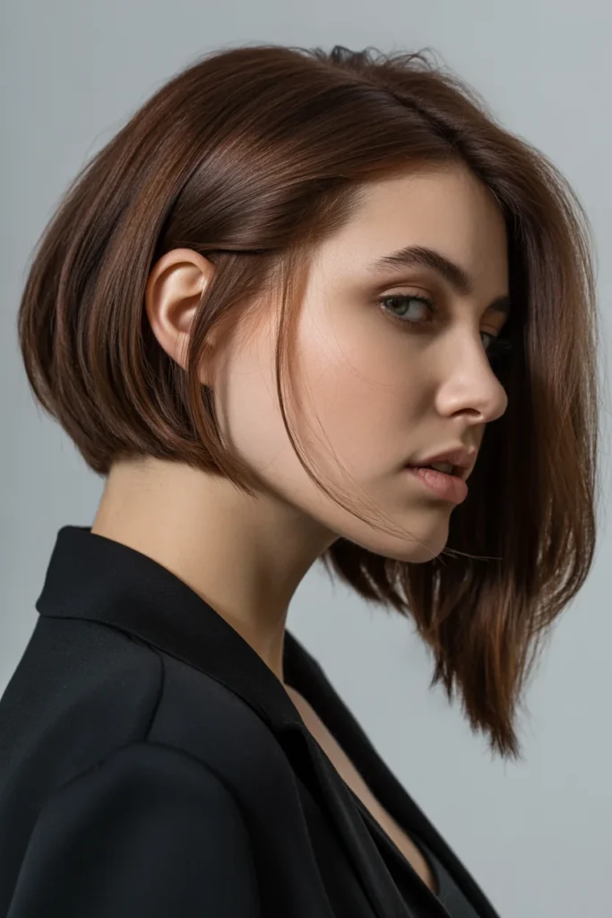  Walnut Brown Asymmetrical Bob