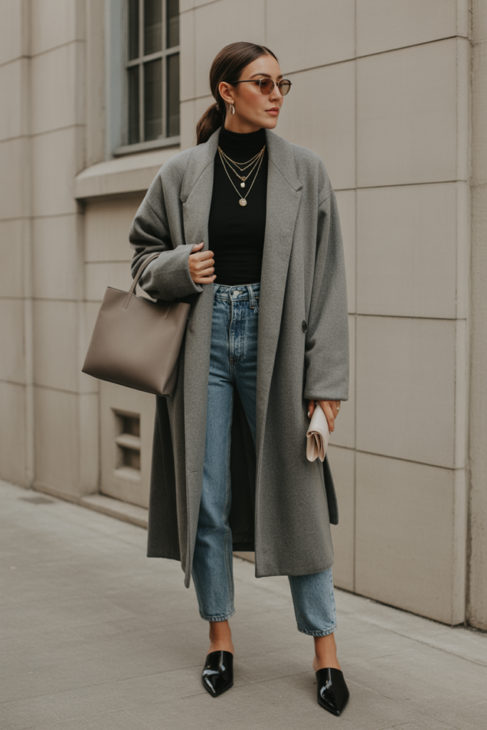 11. Belted Cardigan with Straight-Leg Jeans