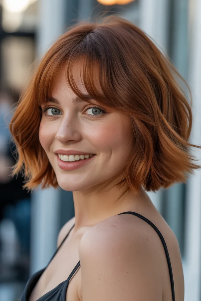  Cinnamon Brown Bob with Bangs