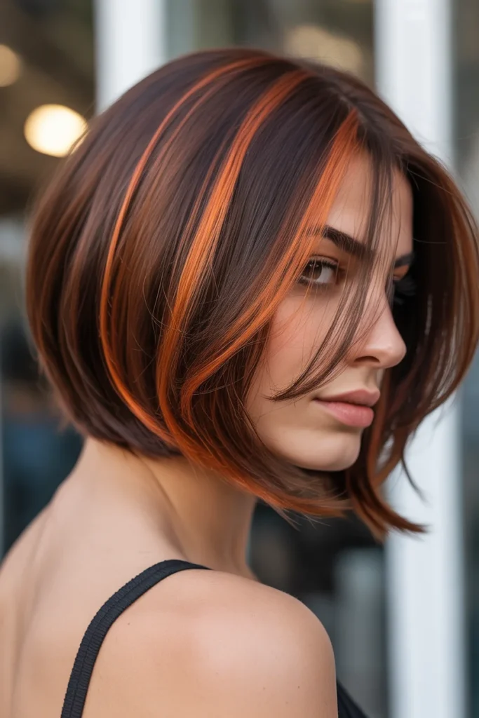  Brunette Bob with Copper Highlights