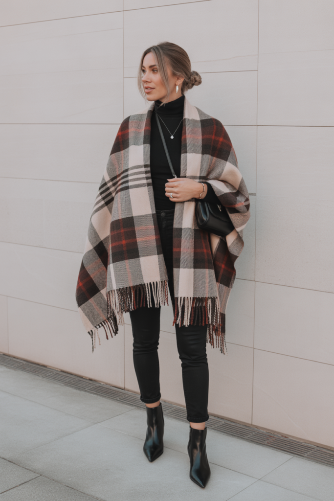 15. Oversized Scarf with Slim-Fit Pants