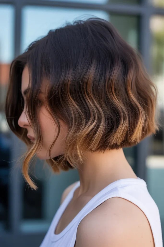 Ombre Brown Bob with Dark Roots