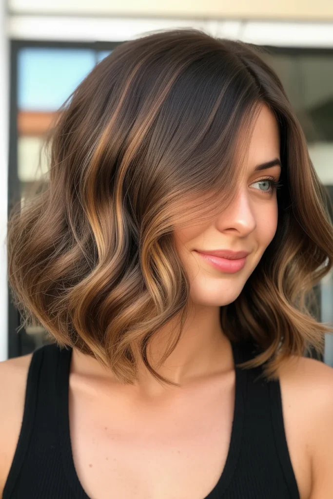 Warm Caramel Balayage Bob