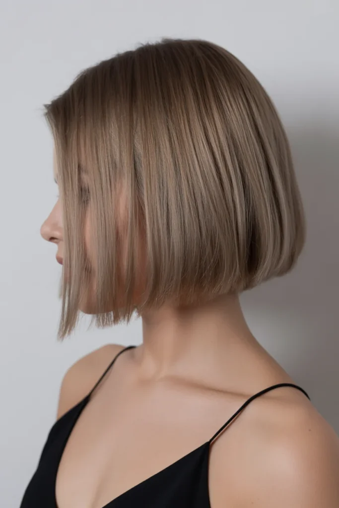 Beige Brown Blunt Lob