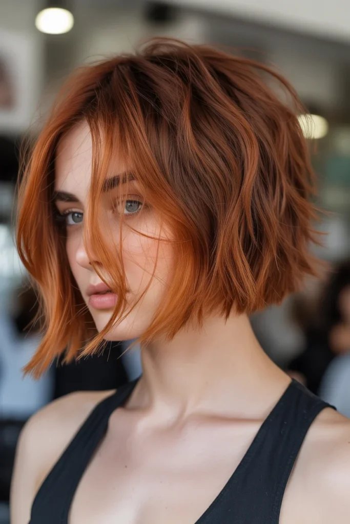Russet Brown Choppy Bob