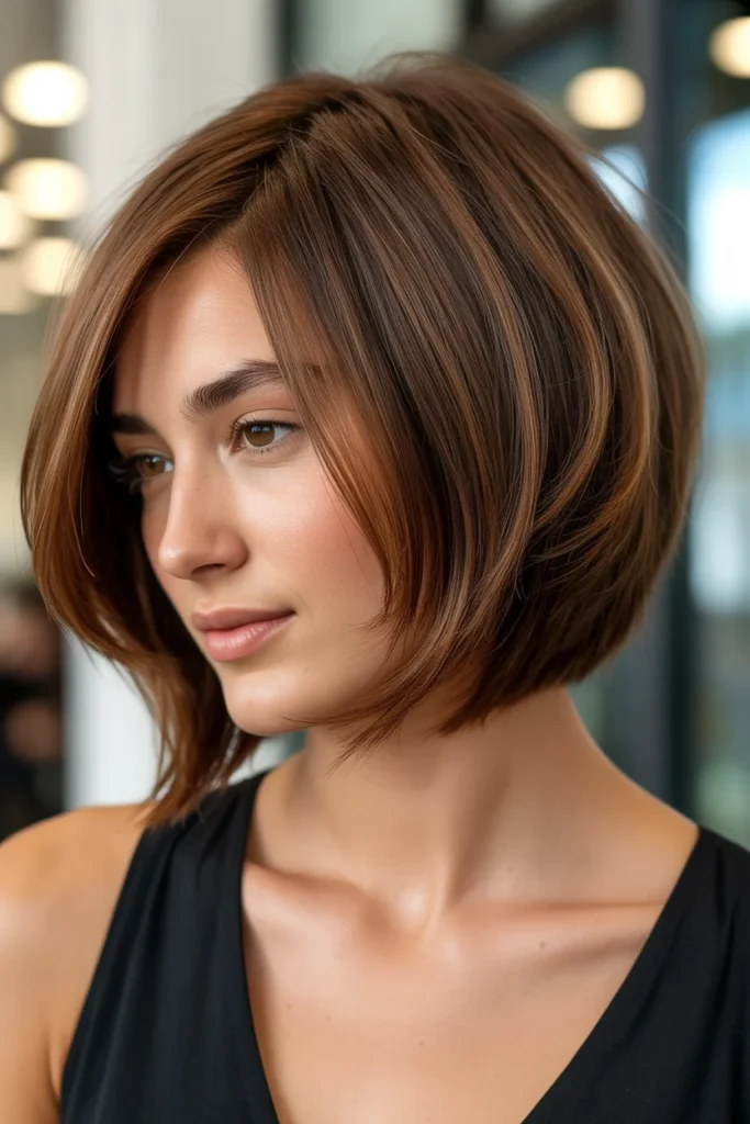  Chestnut Brown Layered Bob