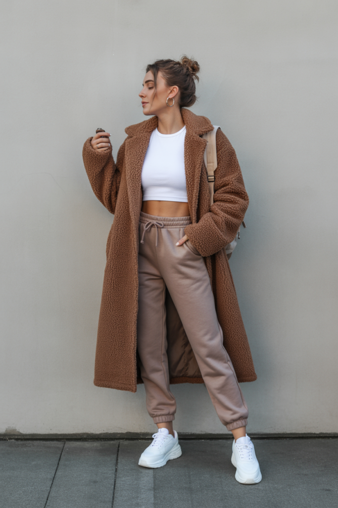 6. Teddy Bear Coat with Joggers