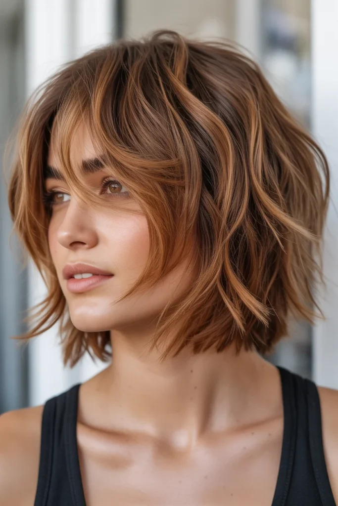 Toffee Brown Shaggy Bob