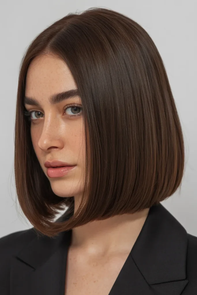 Blunt Lob with Middle Part