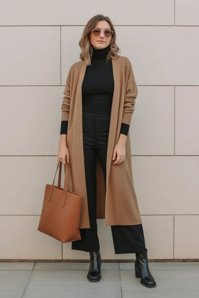 Cardigan and Wide-Leg Pants