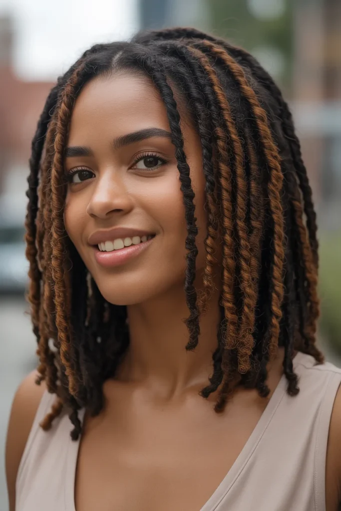  Chestnut Brown Balayage on Locs