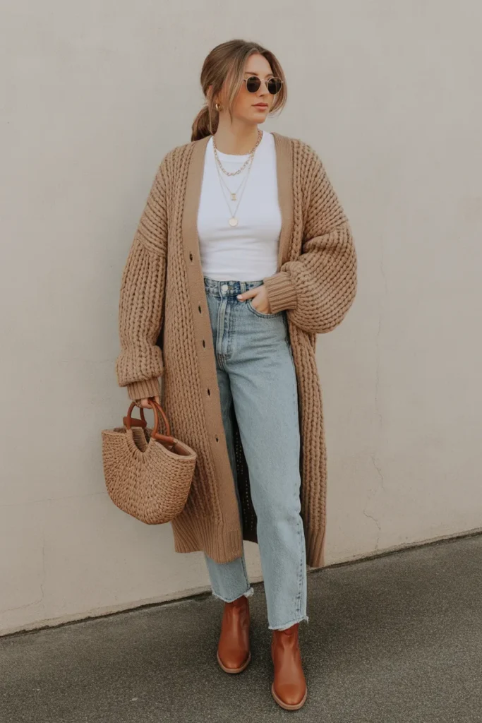 Chunky Knit Cardigan as a Coat