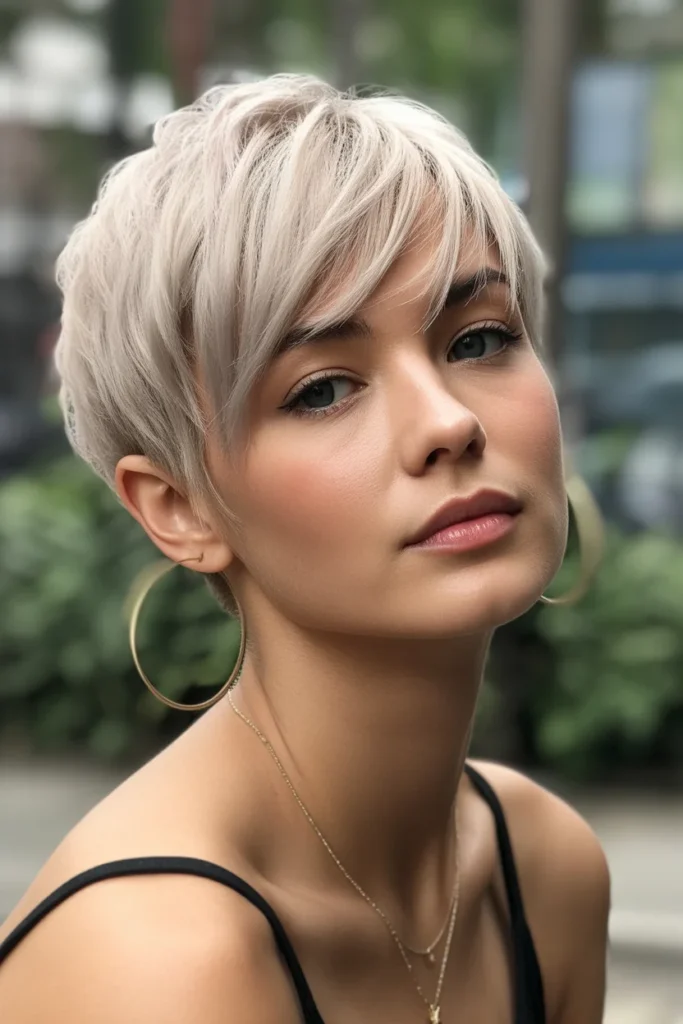  Classic Textured Pixie with Side Swept Bangs