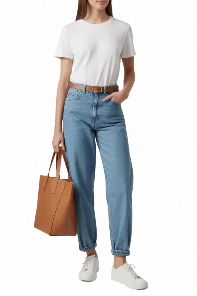 Classic White T-Shirt and Blue Jeans