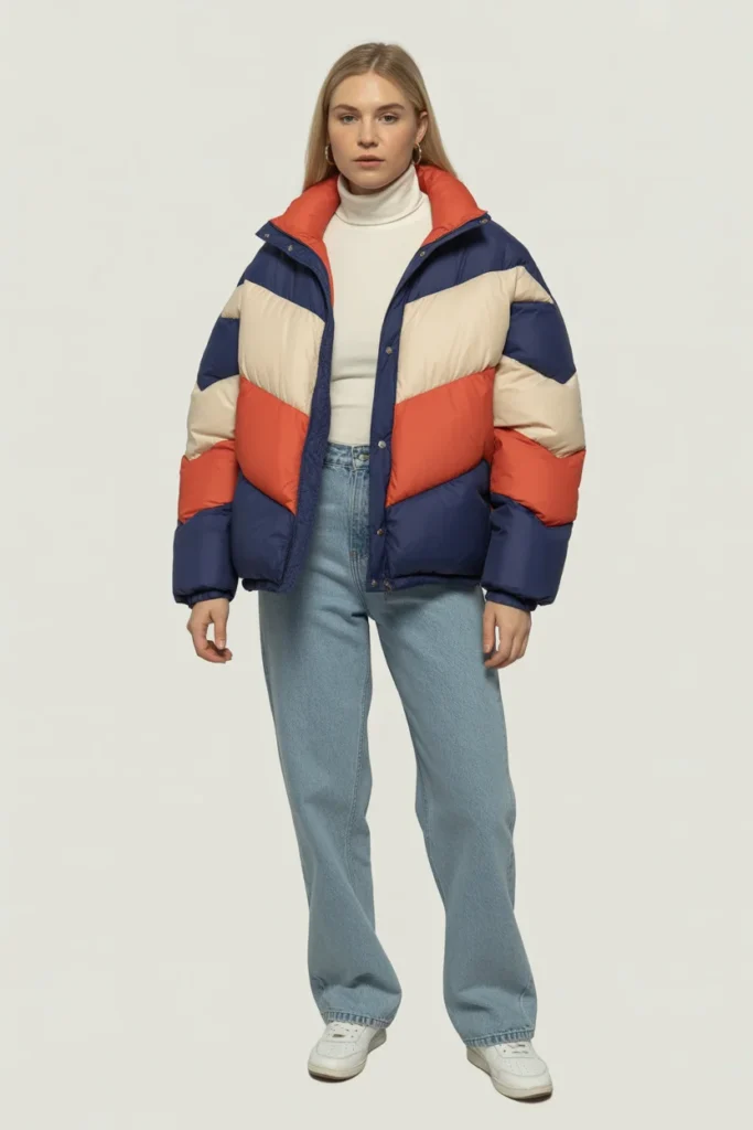 Colorblock Puffer with Neutral Base