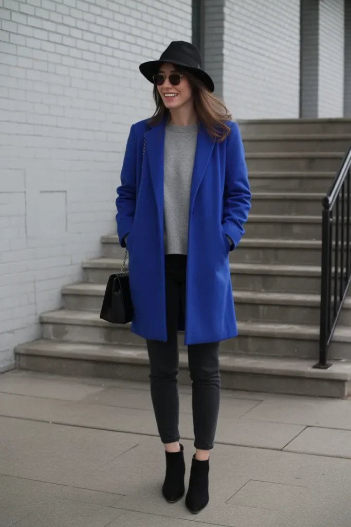 Colored Coat with Neutral Basics