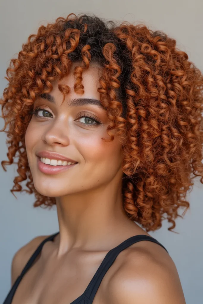 Women Hair Color Ideas Copper Penny Twist Out