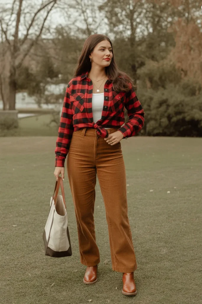 Cozy Flannel and Corduroy Combo