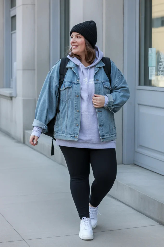 Denim Jacket with Hoodie Layers