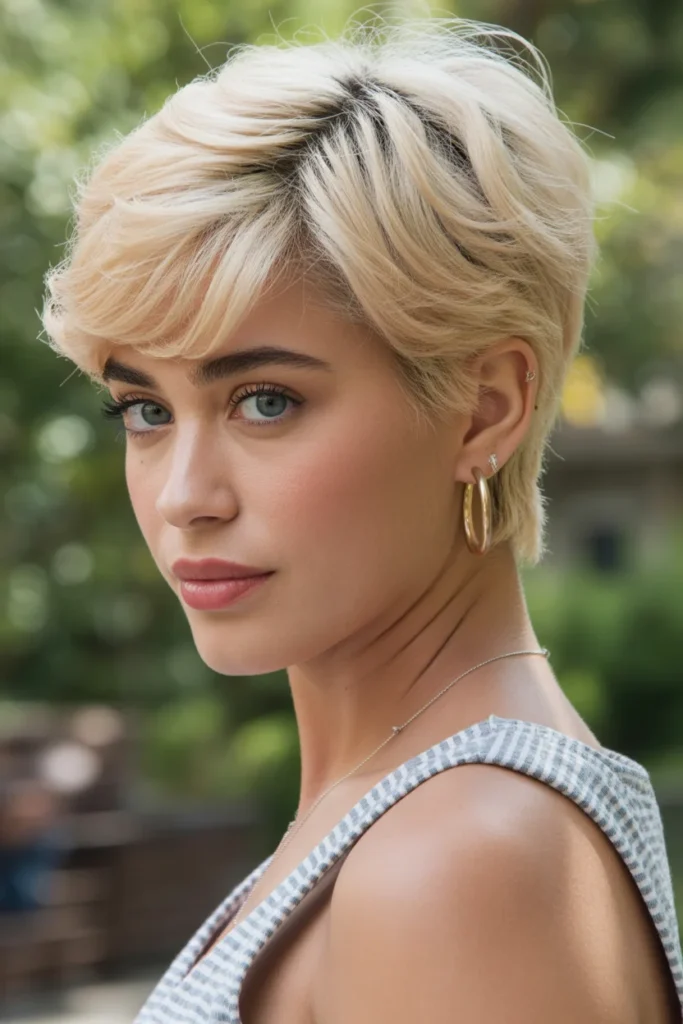 Honey Blonde Pixie with Graduated Nape
