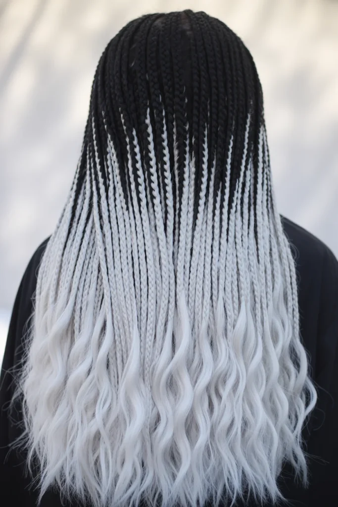 Icy Blonde Tips on Box Braids