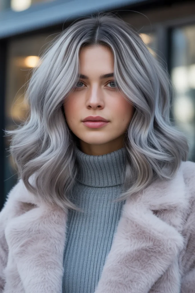 Hairstyles Hair Color Icy Silver Balayage