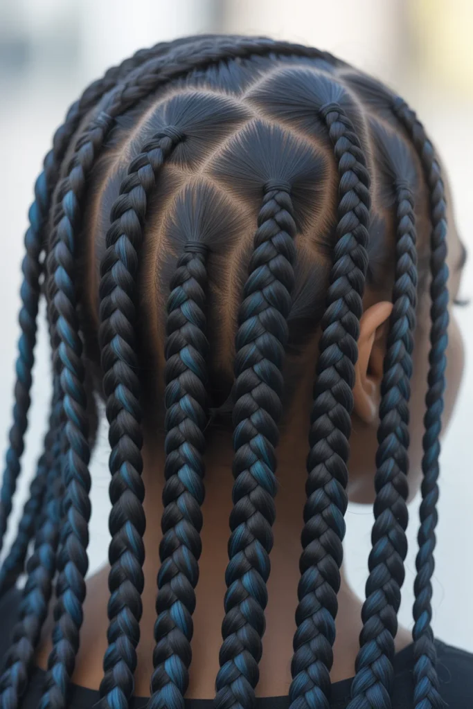 Jet Black with Blue Undertones Cornrows