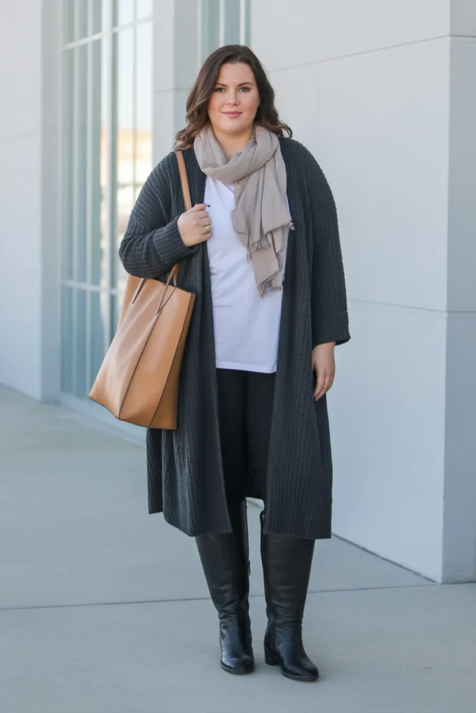 Long Cardigan Coat with Leggings
