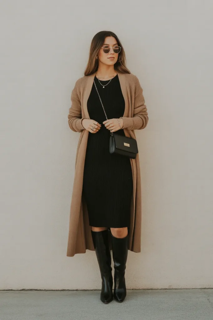  Longline Cardigan and Midi Dress
