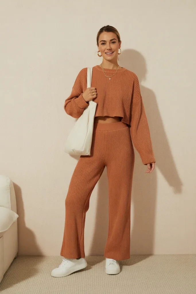 Matching Knit Set in Warm Tones
