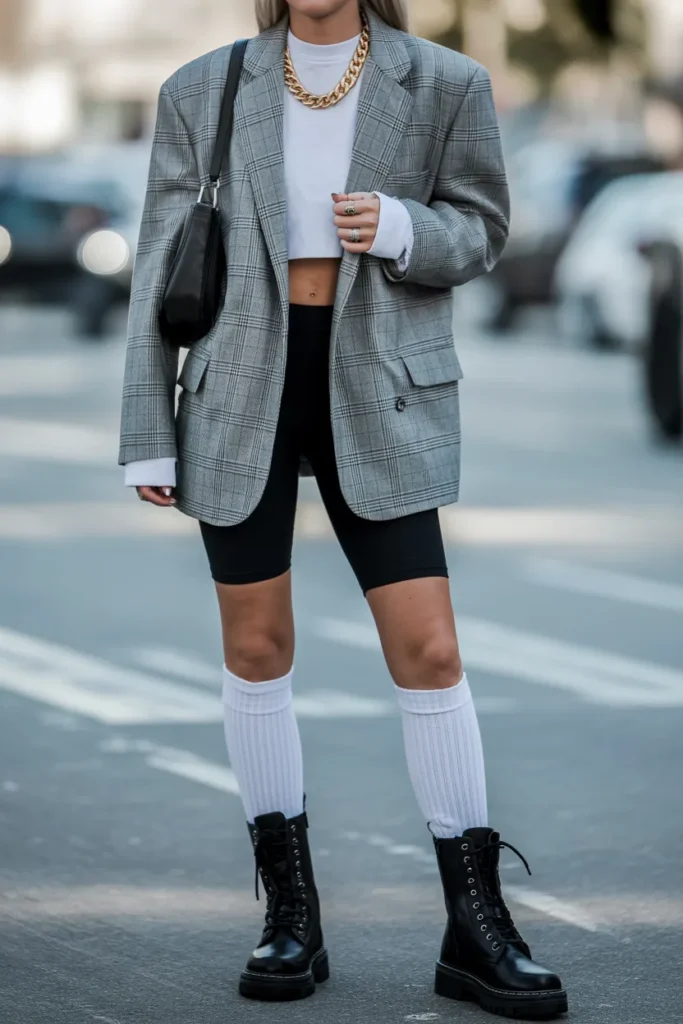 Oversized Blazer with Bike Shorts