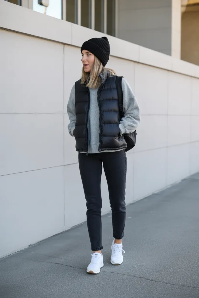 Puffer Vest Layering Look