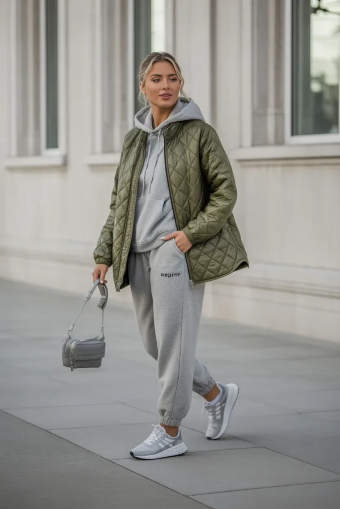 Quilted Jacket with Athleisure Elements