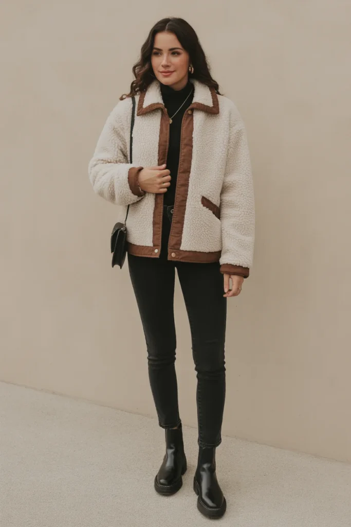 Sherpa Jacket with Black Basics