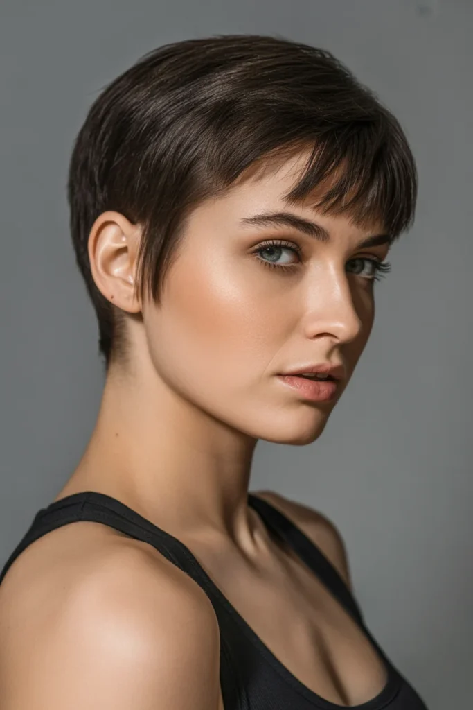 Sleek Brunette Pixie with Tapered Sides