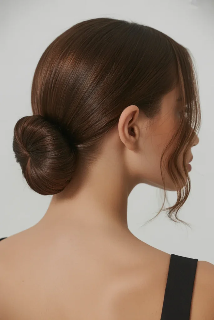 Sleek Low Bun with Side Part