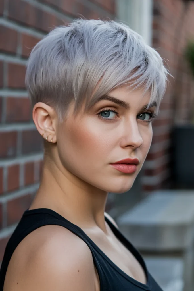 Sleek Silver Pixie with Undercut
