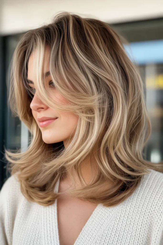Soft Layered Lob with Highlights