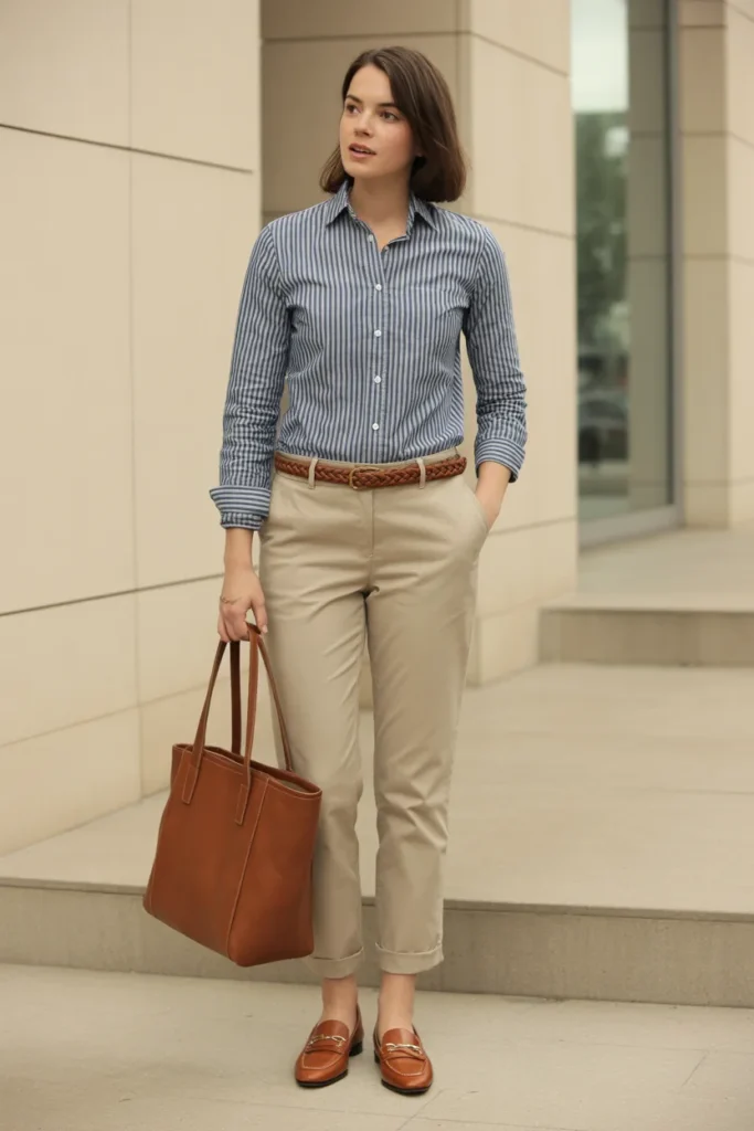 triped Shirt and Chinos