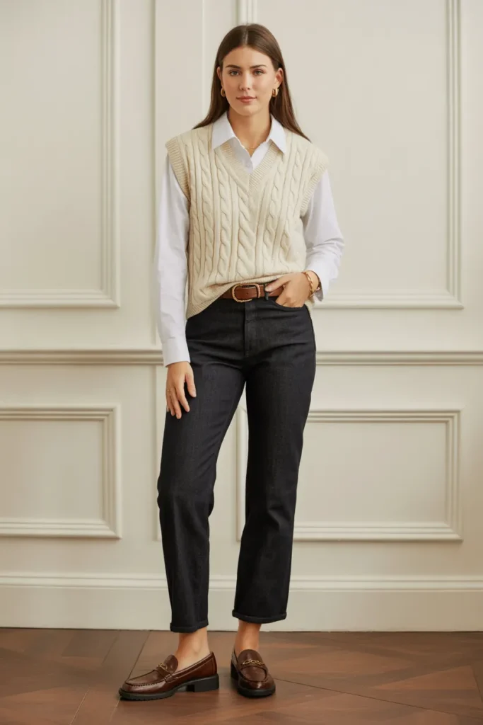 Sweater Vest Preppy Layering