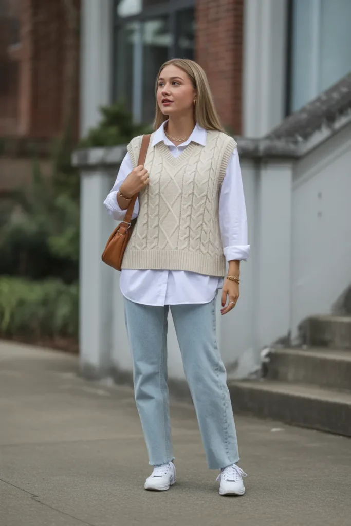 Sweater Vest and Collared Shirt Combo