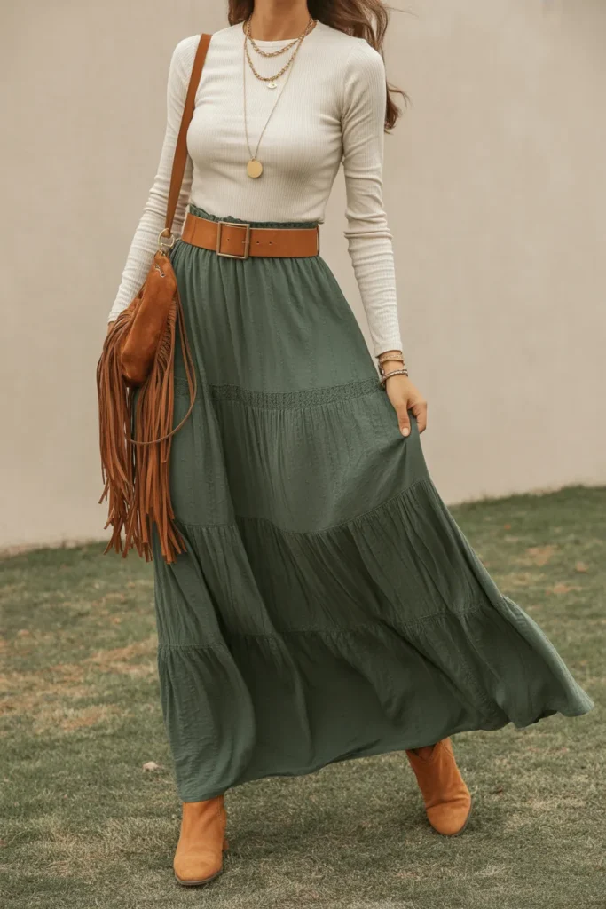 Tiered Maxi Skirt with Fitted Top