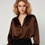 Satin blouse with trousers