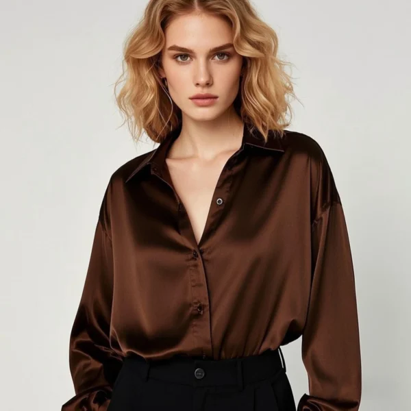 Satin blouse with trousers