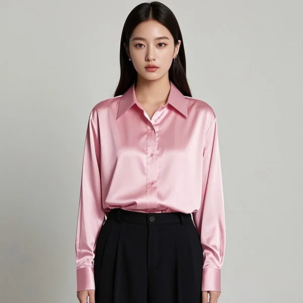 Satin blouse collar detail