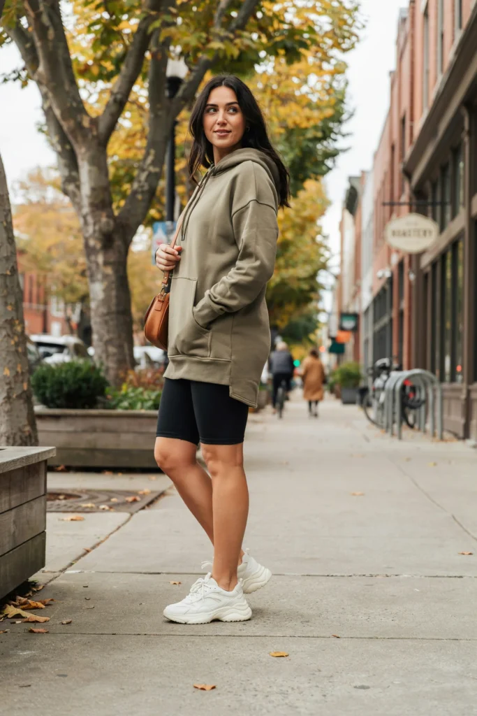 Oversized Hoodie Dress with Biker Shorts