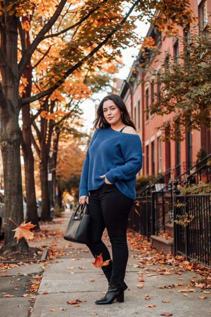  Cobalt Blue Oversized Knit with Black Skinny Jeans