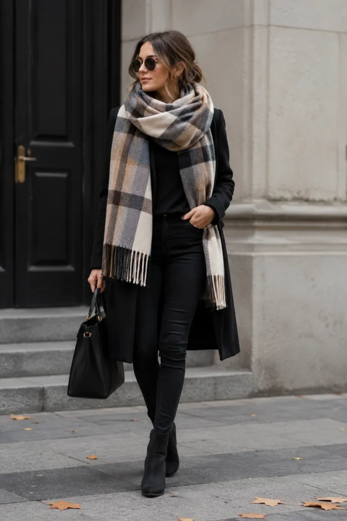 24 Comfy Winter Outfits 2026 Style Ideas Cozy Casual Blanket Scarf Statement With Simple Base