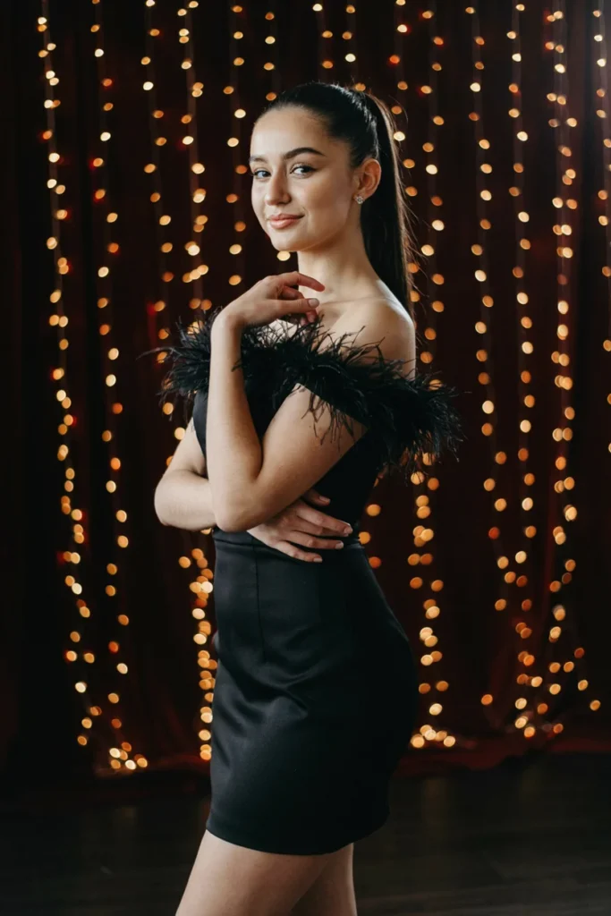 Feather-Trim Party Dress